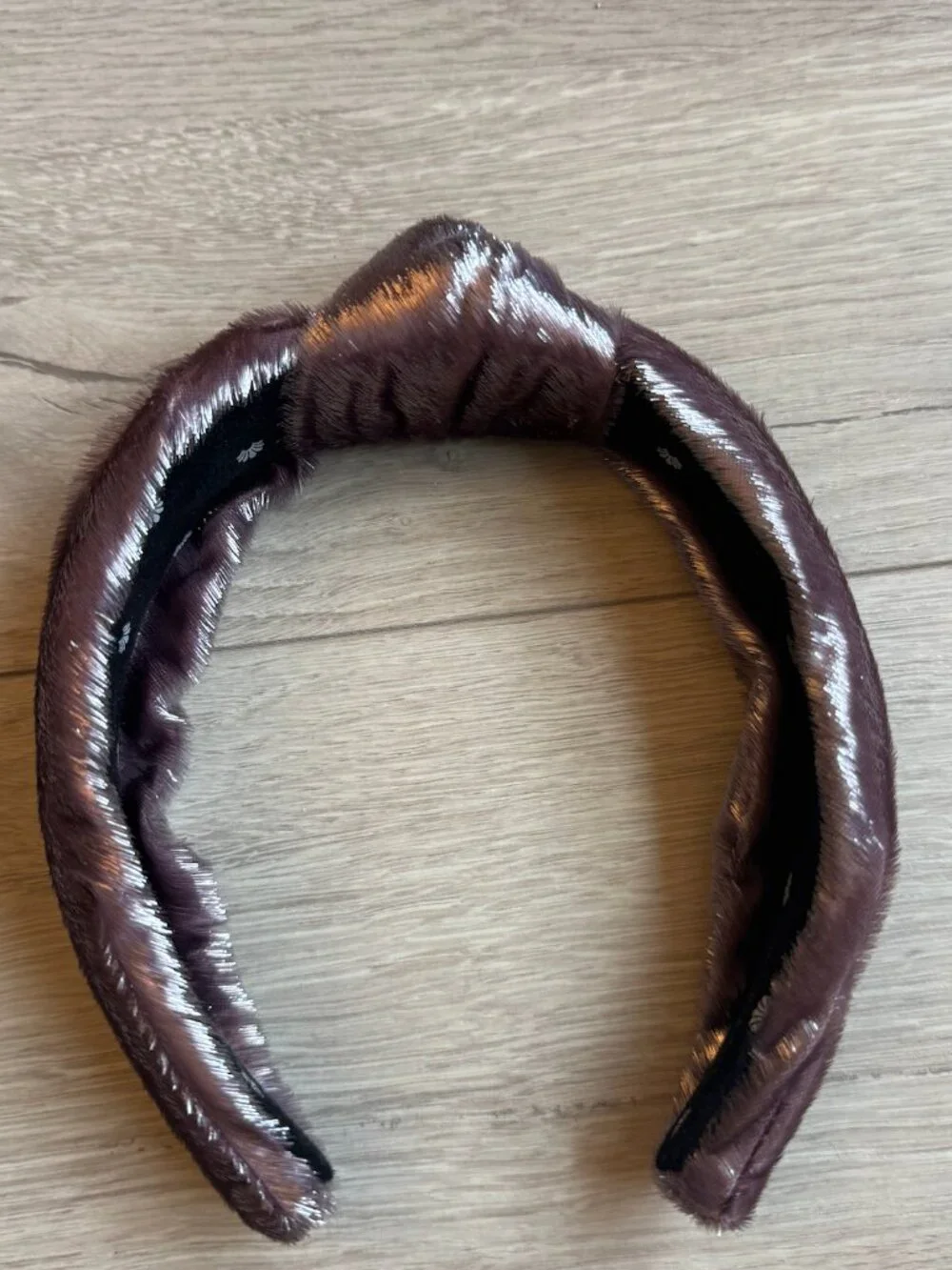 Lele Sadoughi Metallic Shimmer Purple Knotted Headband